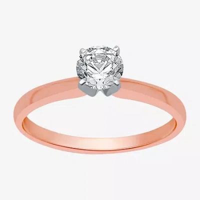 Modern Bride Classic Collection 1/2 Ct. Natural Diamond Round Solitaire Engagement Ring In 10k Gold In Pink