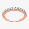 Modern Bride Classic Collection Womens 2mm 1/2 Ct. T.w. Natural White Diamond 10k Rose Gold Wedding Band In Pink