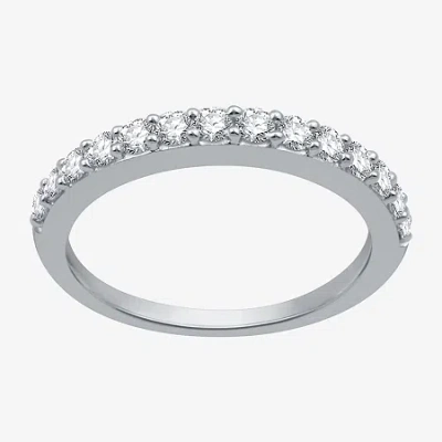 Modern Bride Classic Collection Womens 2mm 1/2 Ct. T.w. Natural White Diamond 10k White Gold Wedding Band