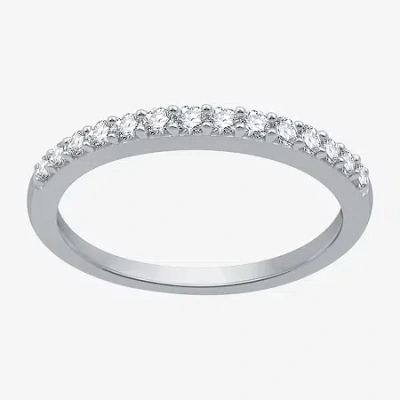 Modern Bride Deluxe Collection 1/4 Ct.t.w. Natural Diamond 14k Gold Wedding Band In Silver