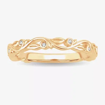 Modern Bride Diamond-accent Wedding Band In 10k Or 14k Gold
