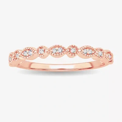 Modern Bride Diamond-accent Wedding Band In 10k Or 14k Rose Gold