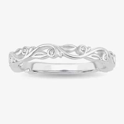 Modern Bride Diamond-accent Wedding Band In 10k Or 14k White Gold