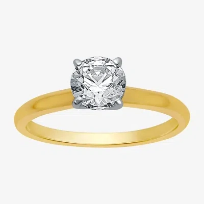 Modern Bride (e-f / Si1-si2) Womens 1 Ct. Lab-grown White Diamond Round Solitaire Engagement Ring In 14k Gold In Yellow