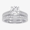 Modern Bride (f-g /vs2-si1) Womens 2 1/2 Ct. T.w. Lab Grown White Diamond 10k Gold Round Side Stone Bridal Set In Silver
