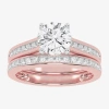 Modern Bride (f-g /vs2-si1) Womens 2 1/2 Ct. T.w. Lab Grown White Diamond 10k Gold Round Side Stone Bridal Set In Pink