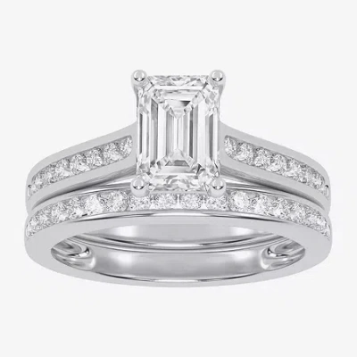 Modern Bride (f-g /vs2-si1) Womens 2 1/2 Ct. T.w. Lab Grown White Diamond 10k Gold Side Stone Bridal Set In Silver