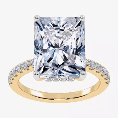 Modern Bride (f-g /vs2-si1) Womens 2 1/4 Ct. T.w. Lab Grown White Diamond 14k Gold Rectangular Side Stone Engagem In Yellow