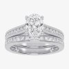 Modern Bride (f-g /vs2-si1) Womens 3 1/2 Ct. T.w Lab Grown White Diamond 10k Gold Oval Side Stone Bridal Set In White