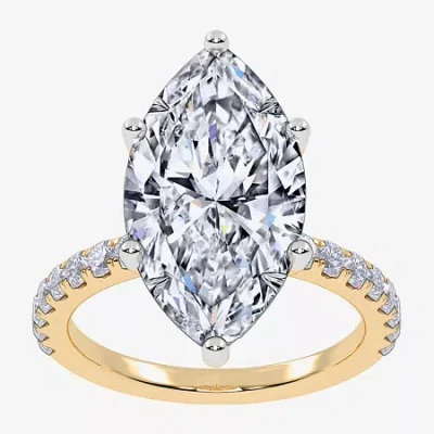 Modern Bride (f-g /vs2-si1) Womens 3 1/2 Ct. T.w Lab Grown White Diamond 14k Gold Marquise Side Stone Engagement  In Yellow