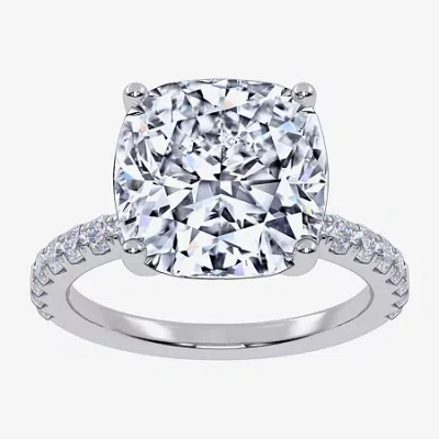 Modern Bride (f-g /vs2-si1) Womens 4 1/2 Ct. T.w. Lab Grown White Diamond 14k Gold Cushion Side Stone Engagement  In Silver