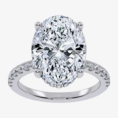 Modern Bride (f-g /vs2-si1) Womens 8 1/2 Ct. T.w. Lab Grown White Diamond 14k Gold Oval Side Stone Engagement Rin