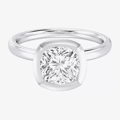 Modern Bride (f / Si1) Womens 3 Ct. Lab Grown White Diamond 10k White Gold Cushion Solitaire Engagement Ring In Silver