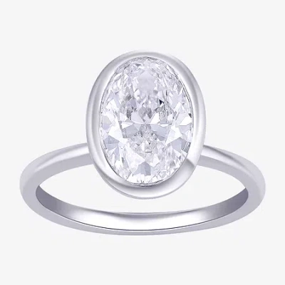 Modern Bride (f / Si1) Womens 3 Ct. Lab Grown White Diamond 10k White Gold Oval Solitaire Engagement Ring In Silver
