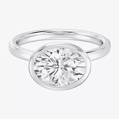Modern Bride (f / Si1) Womens 3 Ct. Lab Grown White Diamond 10k White Gold Oval Solitaire Engagement Ring In Silver