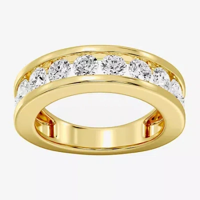 Modern Bride (f/ Si1-si2) Womens 3mm 2 Ct. T.w. Lab Grown White Diamond Wedding Band In Yellow