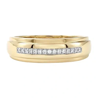 Modern Bride (f / Si2) Mens 1/10 Ct. T.w. Lab Grown White Diamond 14k Gold Over Silver Wedding Band In Yellow