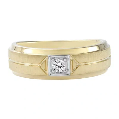 Modern Bride (f / Si2) Mens 1/8 Ct. T.w. Lab Grown White Diamond 14k Gold Over Silver Wedding Band In Yellow