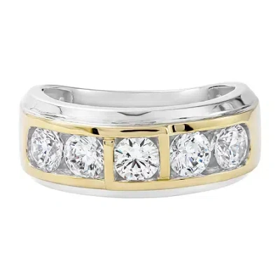 Modern Bride (f / Si2) Mens 2 Ct. T.w. Lab Grown White Diamond 14k Gold Over Silver Wedding Band In Yellow