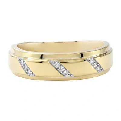 Modern Bride (f / Si2) Mens Diamond Accent Lab Grown White Diamond 14k Gold Over Silver Wedding Band In Yellow