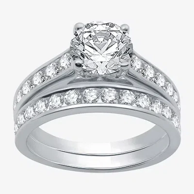 Modern Bride (f / Si2) Signature By  Womens 2 1/2 Ct. T.w. Lab Grown White Diamond Round Channel Brid