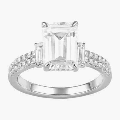 Modern Bride (f / Si2) Womens 2 1/3 Ct. T.w. Lab Grown White Diamond 10k Gold Side Stone 3-stone Engagement Ring In Silver