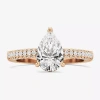 Modern Bride (f / Si2) Womens 2 Ct. T.w. Lab Grown White Diamond 10k White Gold Pear Side Stone Engagement Ring In Pink