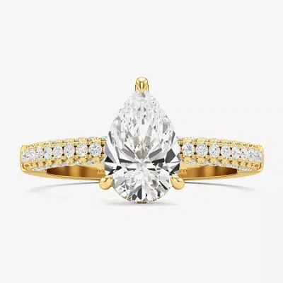 Modern Bride (f / Si2) Womens 2 Ct. T.w. Lab Grown White Diamond 10k White Gold Pear Side Stone Engagement Ring In Yellow