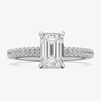 Modern Bride (f / Si2) Womens 2 Ct. T.w. Lab Grown White Diamond 10k White Gold Side Stone Engagement Ring In Silver