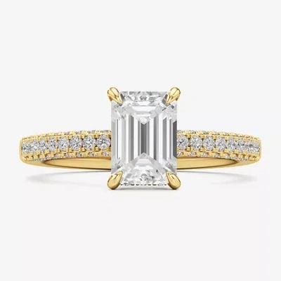Modern Bride (f / Si2) Womens 2 Ct. T.w. Lab Grown White Diamond 10k White Gold Side Stone Engagement Ring In Yellow