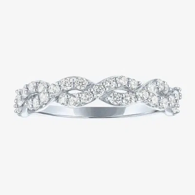 Modern Bride (g-h / I1-i2) Womens 1/2 Ct. T.w. Lab Grown White Diamond 10k White Gold Wedding Band In Metallic