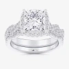 Modern Bride (g-h / Si1-si2) Womens 1 1/2 Ct. T.w. Lab Grown White Diamond 14k Rose Gold Side Stone Halo Bridal S In Silver