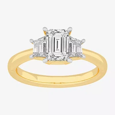 Modern Bride (g-h / Si1-si2) Womens 1 1/2 Ct. T.w. Lab Grown White Diamond 14k White Gold 3-stone Engagement Ring In Yellow