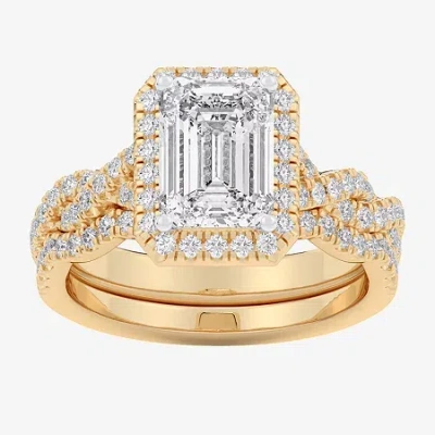 Modern Bride (g-h / Si1-si2) Womens 1 1/2 Ct. T.w. Lab Grown White Diamond 14k White Gold Side Stone Halo Bridal 
