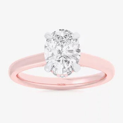 Modern Bride (g-h / Si1-si2) Womens 1 1/7 Ct. T.w. Lab Grown White Diamond 14k Rose Gold Oval Solitaire Engagemen In Pink