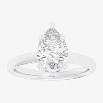 Modern Bride (g-h / Si1-si2) Womens 1 1/7 Ct. T.w. Lab Grown White Diamond 14k White Gold Pear Solitaire Engageme