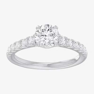 Modern Bride (g-h / Si1-si2) Womens 1 3/8 Ct. T.w. Lab Grown White Diamond 14k Gold Round Side Stone Engagement R