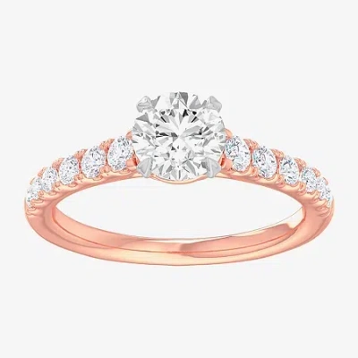 Modern Bride (g-h / Si1-si2) Womens 1 3/8 Ct. T.w. Lab Grown White Diamond 14k Gold Round Side Stone Engagement R