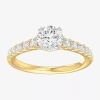 Modern Bride (g-h / Si1-si2) Womens 1 3/8 Ct. T.w. Lab Grown White Diamond 14k Gold Round Side Stone Engagement R In Gold