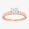 Modern Bride (g-h / Si1-si2) Womens 1 3/8 Ct. T.w. Lab Grown White Diamond 14k Gold Side Stone Engagement Ring In Pink