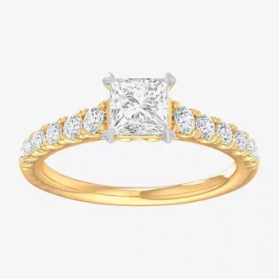 Modern Bride (g-h / Si1-si2) Womens 1 3/8 Ct. T.w. Lab Grown White Diamond 14k Gold Side Stone Engagement Ring In Yellow