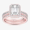 Modern Bride (g-h / Si1-si2) Womens 1 5/8 Ct. T.w. Lab Grown White Diamond 14k Gold Side Stone Halo Bridal Set In Pink