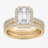 Modern Bride (g-h / Si1-si2) Womens 1 5/8 Ct. T.w. Lab Grown White Diamond 14k Gold Side Stone Halo Bridal Set In Gold
