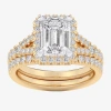Modern Bride (g-h / Si1-si2) Womens 1 5/8 Ct. T.w. Lab Grown White Diamond 14k Gold Side Stone Halo Bridal Set In Gold