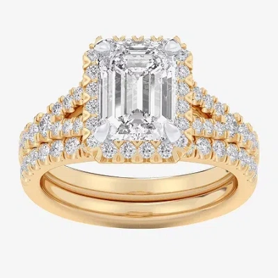 Modern Bride (g-h / Si1-si2) Womens 1 5/8 Ct. T.w. Lab Grown White Diamond 14k Gold Side Stone Halo Bridal Set