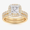 Modern Bride (g-h / Si1-si2) Womens 1 5/8 Ct. T.w. Lab Grown White Diamond 14k Gold Side Stone Halo Bridal Set In Gold