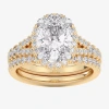Modern Bride (g-h / Si1-si2) Womens 1 5/8 Ct. T.w. Lab Grown White Diamond 14k White Gold Oval Side Stone Halo Br In Gold