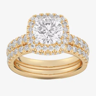 Modern Bride (g-h / Si1-si2) Womens 1 5/8 Ct. T.w. Lab Grown White Diamond 14k White Gold Round Side Stone Halo B