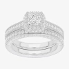Modern Bride (g-h / Si1-si2) Womens 1 7/8 Ct. T.w. Lab Grown White Diamond 14k Gold Cushion Side Stone Halo Engag In Silver