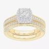 Modern Bride (g-h / Si1-si2) Womens 1 7/8 Ct. T.w. Lab Grown White Diamond 14k Gold Cushion Side Stone Halo Engag In Gold